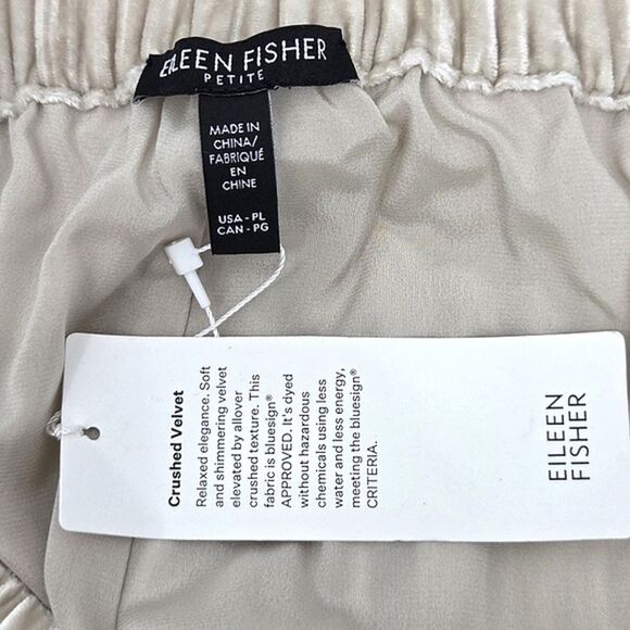 Eileen Fisher Wide Leg Pants Womens Size Petite Large Beige Velvet Lagenlook - Picture 5 of 9